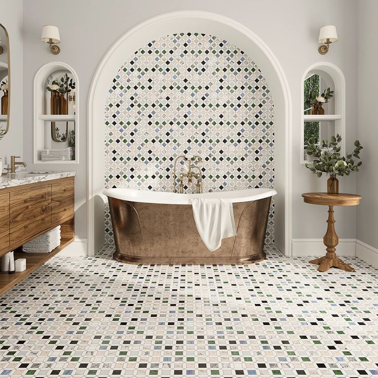 Geometria Marble Multicolor Octagon Mosaic Tile – Sheet