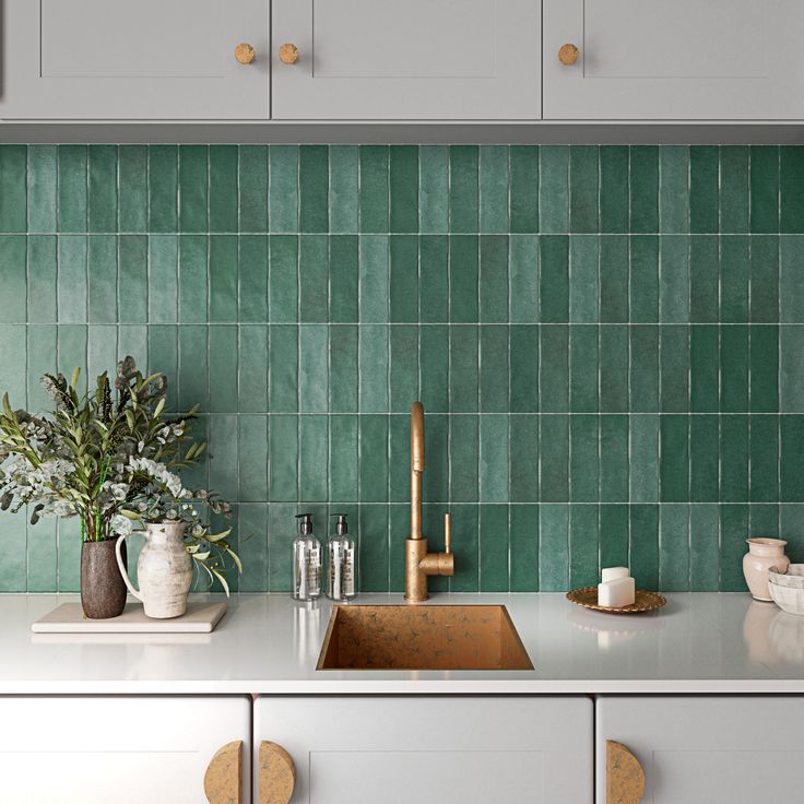 Gradient Verde Subway Porcelain Tile Matte