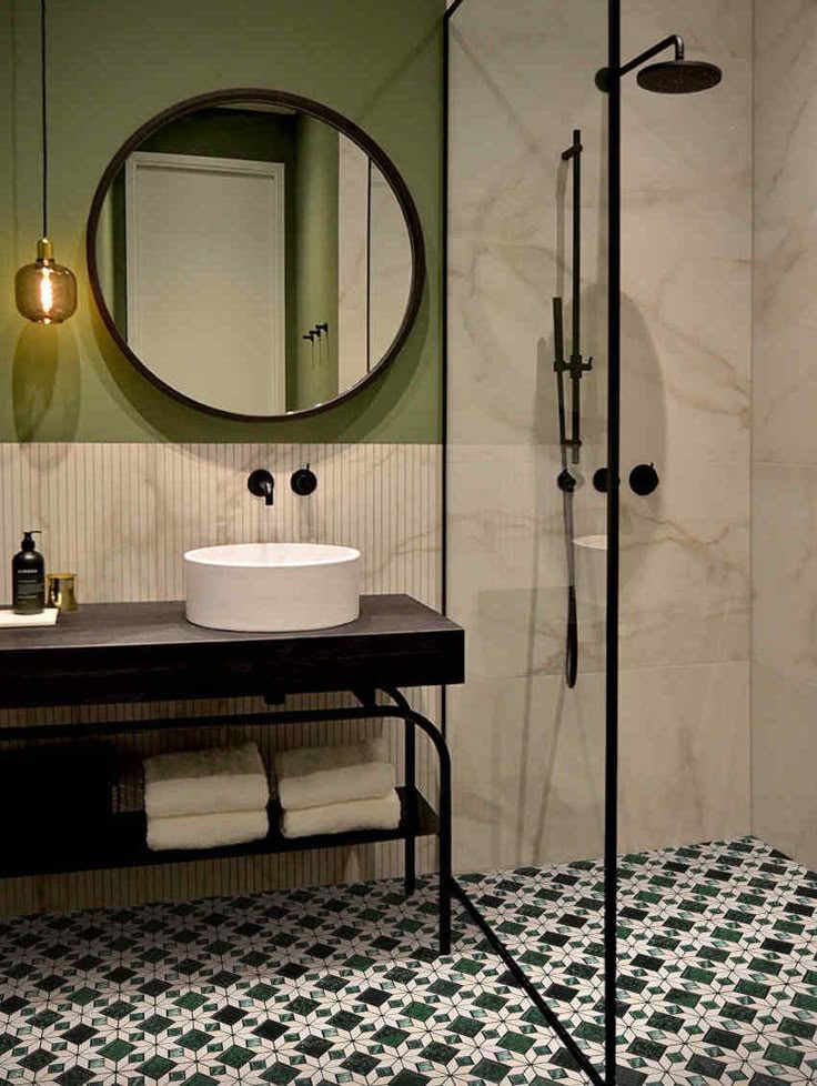 Victorian Marble Tiles Bathroom Floor Tiles Green Beige Mosaic Tiles