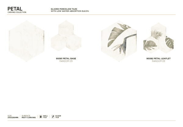 HEXAGON Tiles 215x250 MM for Floors and Walls – Petal - Image 2