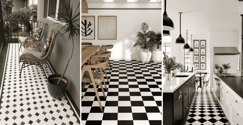 black and white tiles