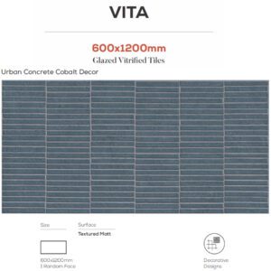 Urban Concrete Cobalt Decor 600x1200mm Tiles