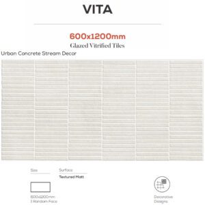 Urban Concrete Stream Decor 600x1200mm Tiles