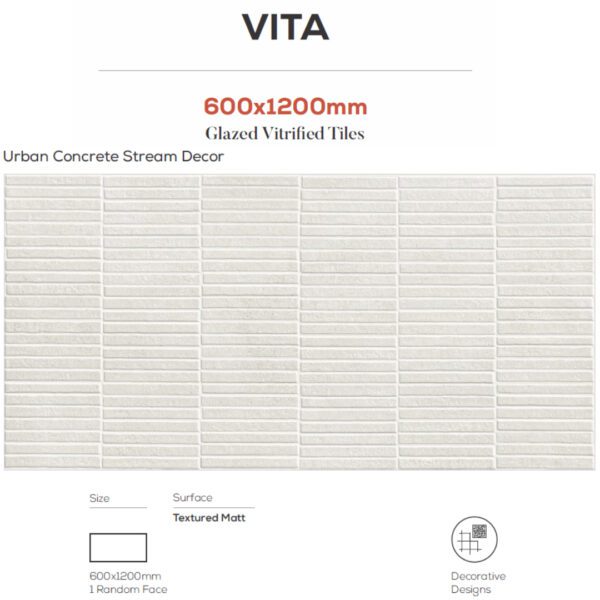 Urban Concrete Stream Decor 600x1200mm Tiles