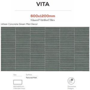 Urban Concrete Green Mist Decor 600x1200mm Tiles