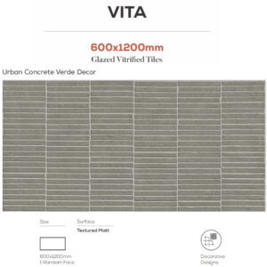 Urban Concrete Stream Decor 600x1200mm Tiles