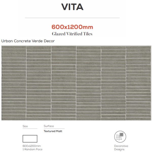 Urban Concrete Stream Decor 600x1200mm Tiles