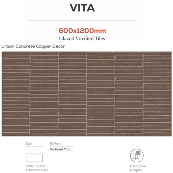Urban Concrete Cobalt Decor 600x1200mm Tiles