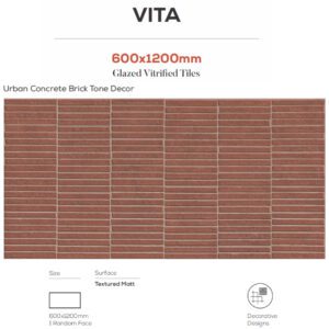 Urban Concrete Brick Tone Decor 600x1200mm Tiles