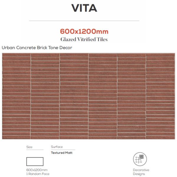 Urban Concrete Brick Tone Decor 600x1200mm Tiles
