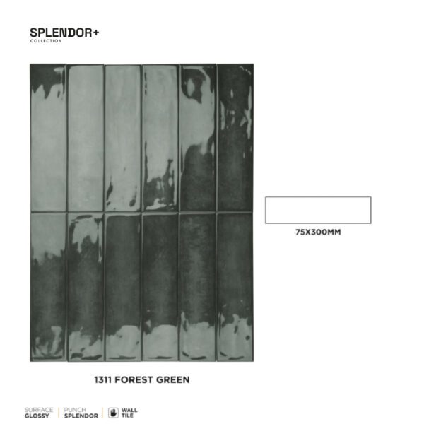 Forest Green Subway Tiles for Wall | Splendor Collection - Image 2