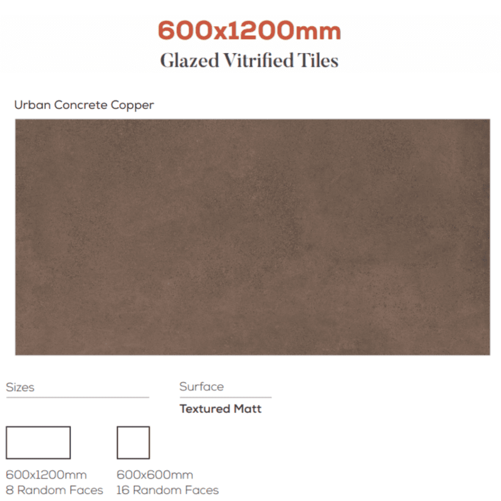Copper Concrete 2x4 Tiles for Floors and Walls