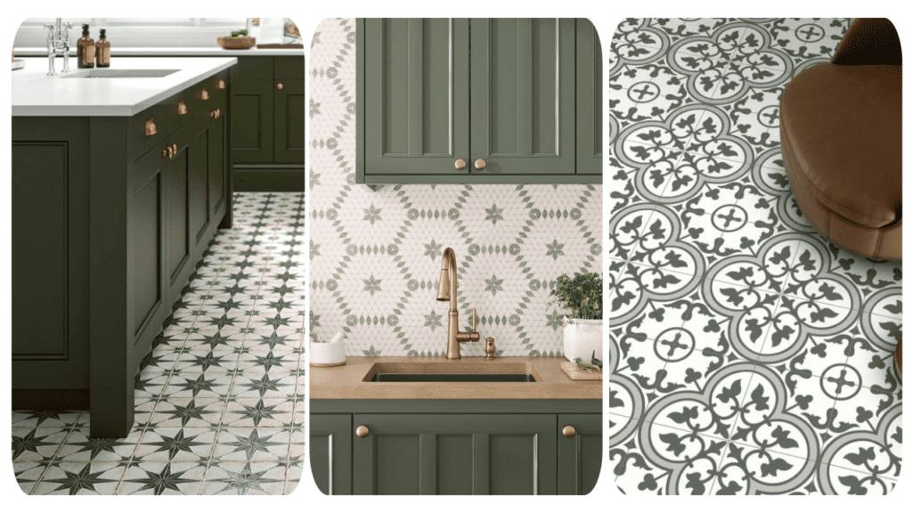 Green and White tiles