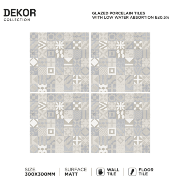 Dekor HL Cream 300x300mm Moroccan Tiles for Floor and Wall - Image 2