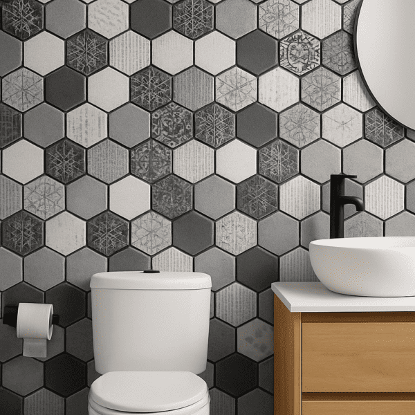 Hexagon 350mmx294mm Mosaic Tiles