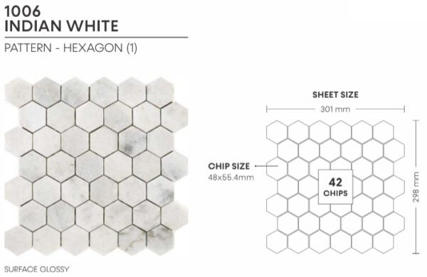 Indian White 301x298mm Stone Mosaic Tiles for Wall - Image 2
