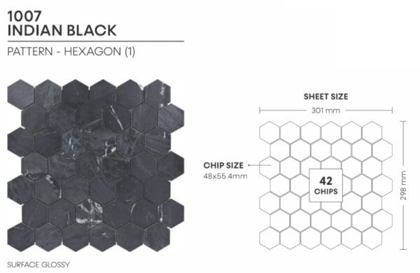 Indian Black301x298mm Stone Mosaic Tiles for Wall - Image 2