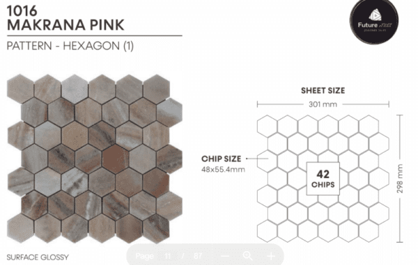 Hexagon Forest Green 301x298mm Stone Mosaic Tiles for Wall - Image 2