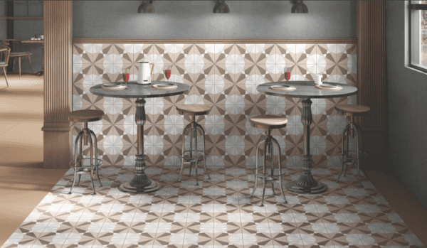 Jewel Khakhi 198x198mm Printed Tiles for Floor | Tiny Tiles Collection - Image 2