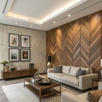 Wooden tiles for living room