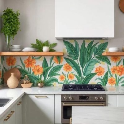 Tropical tiles for kitchen