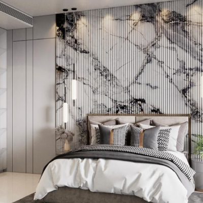 Fluted tiles for bedroom