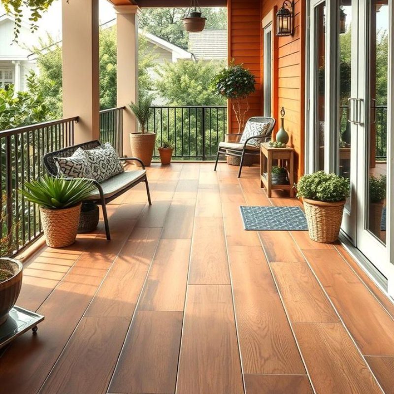 Wooden tiles for balcony