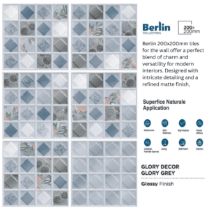 200x200mm tiles for walls