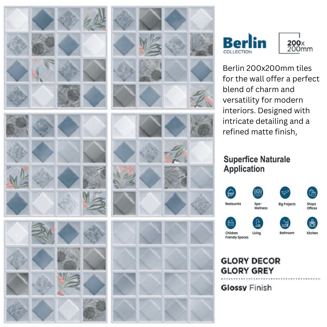 200x200mm tiles for walls