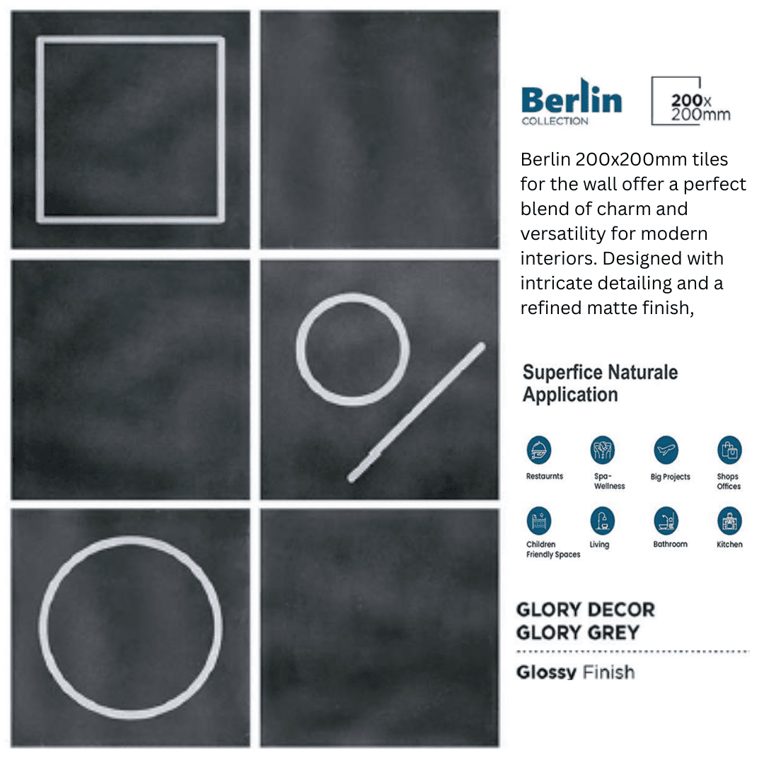 200x200mm tiles for walls